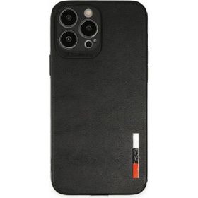 Nefertiya iPhone 13 Pro Loop Siyah Deri Silikon Kılıf