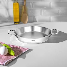 Nehir 16 cm Silver Çelik Italyan Kapaksız Gümüş Omlet Sahanı