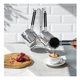 Nehir 4 Parça Modern Askı Standlı Çelik Cezve Seti