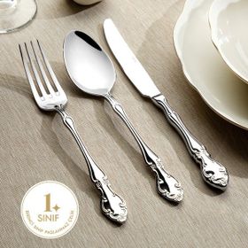 Nehir Adriana Sade 6 Kişilik 36 Parça Deri Kutulu Çatal Kaşık Bıçak Takımı