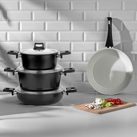Nehir Ceramic Siyah 7 Parça Tencere Seti