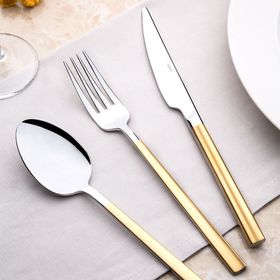 Nehir Dalyan 24 Ayar Sade Altın Kaplama 89 Parça Karton Kutulu Çatal Kaşık Bıçak Takımı