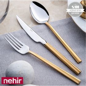 Nehir Dalyan Altın Saten 30 Parça Çatal Kaşık Bıçak Takımı