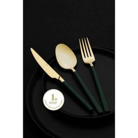 Nehir Dalyan Altın Yeşil Sedef 36 Parça Çatal Kaşık Takımı