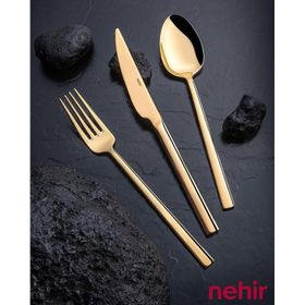 Nehir Dalyan Full Altın Parlak 84 Parça Çatal Bıçak Seti
