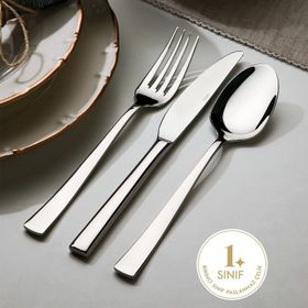 Nehir Deniz Sade 6 Kişilik 18 Parça Gümüş Çatal Kaşık Bıçak Takımı