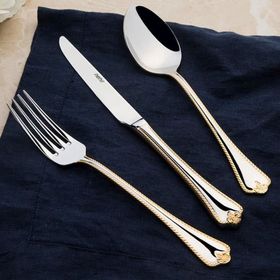 Nehir Fulya Altın Sade 84 Parça Kutulu Çatal Bıçak Set