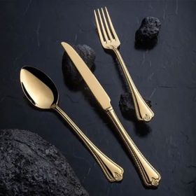 Nehir Fulya Titanyum Gold Full Altın Parlak 89 Parça Çatal Bıçak Seti