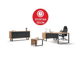 Nehir Ofis Mobilyaları Zeta Etajerli Makam Yönetici Ofis Masa Takımı