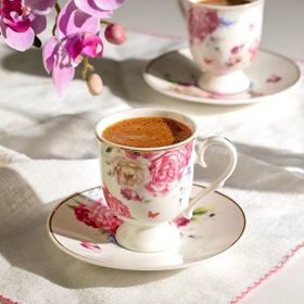 Nehir Öykü 90 ml Renkli 12 Parça Porselen Kahve Fincan Takımı