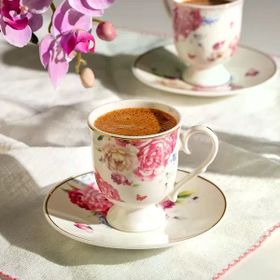 Nehir Öykü 90 ml Renkli 12 Parça Porselen Kahve Fincan Takımı