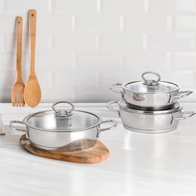 Nehir Silver 6 Parça Çelik Gri Sahan Seti