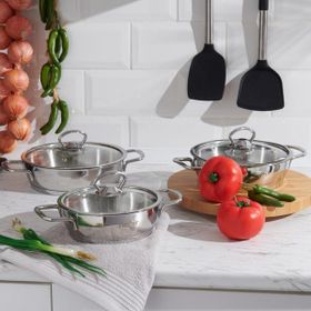 Nehir Silver 6 Parça Çelik Gri Sahan Seti