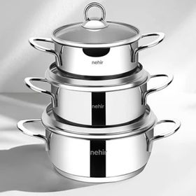 Nehir Silver 6 Parça Paslanmaz Çelik Mini Tencere Seti