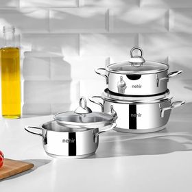 Nehir Silver 6 Parça Paslanmaz Çelik Mini Tencere Seti