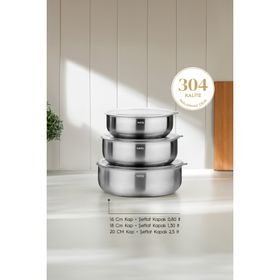 Nehir Silver Çelik 6 Parça Mat Saklama Kabı