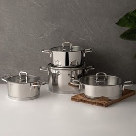Nehir Silver Klasik 6 Parça Çelik Derin Tencere Seti