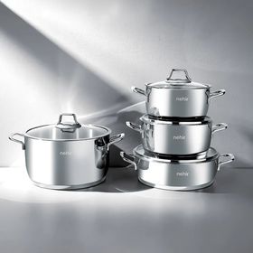 Nehir Silver Klasik 8 Parça Çelik Tencere Seti