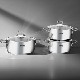 Nehir Silver Lüks 6 Parça Paslanmaz Çelik Tencere Seti