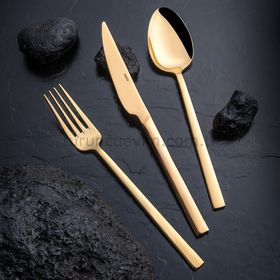 Nehir Titanium Dalyan Altın 84 Parça Deri Kutulu Çatal Kaşık Bıçak Takımı