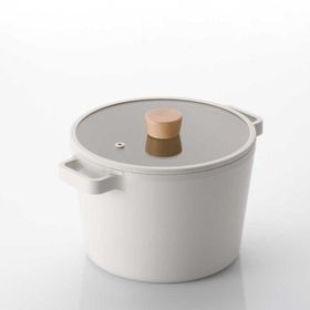 Neoflam Cam Kapaklı Fika Derin 22 cm Bej Döküm Tencere