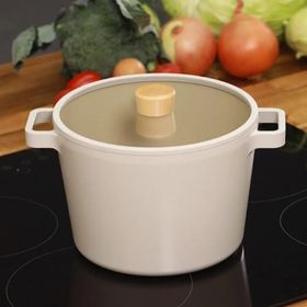 Neoflam D-NEOF222D Fika Cam Kapaklı 22x15 cm Alüminyum Derin Döküm Tencere