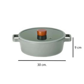 Neoflam Fika 30 cm Gri Cam Kapaklı Alüminyum Sığ Tencere