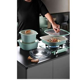 Neoflam Fika Comfort Yeşil Seramik Tencere Tava Seti