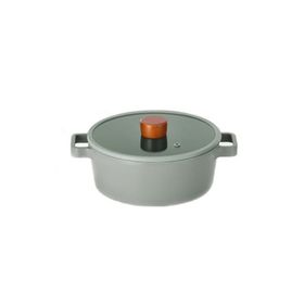 Neoflam Fika Gri 22x9 cm Cam Kapaklı Basık Tencere