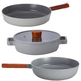 Neoflam Fika Gri 4 Parça Pratik 26 cm Tencere Tava Wok Seti