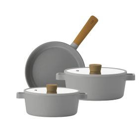 Neoflam Fika Gri 5 Parça Döküm Tencere Tava Seti