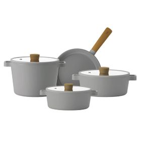Neoflam Fika Gri 7 Parça Tencere ve Tava Seti