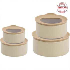 Neoflam Fika One 4'lü Bej Seramik Saklama Kabı Seti
