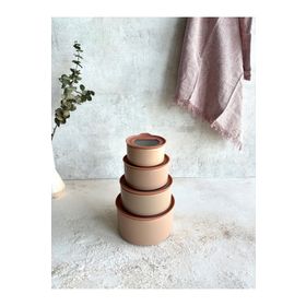 Neoflam Fika One 4'lü Pembe Seramik Saklama Kabı Seti