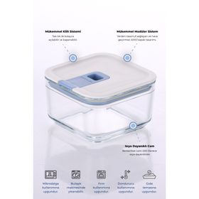Neoflam Perfect Seal Kare Cam 350 ml Saklama Kabı