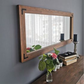 Neostill 110x50 Ceviz Ahşap Dekoratif Ayna