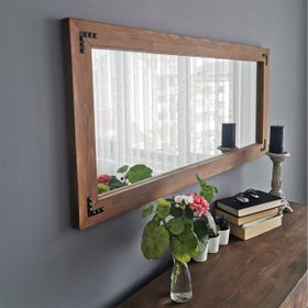 Neostill 110x50 Ceviz Ahşap Dekoratif Ayna
