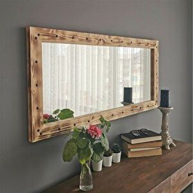 Neostill 110x50 cm Ahşap Zımbalı Eskitme Ayna