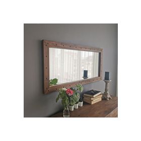 Neostill 110x50 cm Ceviz Ahşap Zımbalı Ayna