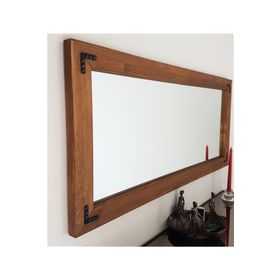 Neostill 110x50 cm Ceviz Ahşap Zımbalı Ayna