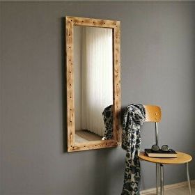 Neostill 50x110 cm Ahşap Zımbalı Eskitme Boy Aynası