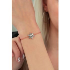 Nereze 925 Ayar Aquamarin Taşlı Çiçek Bileklik Kadın Gümüş Bileklik
