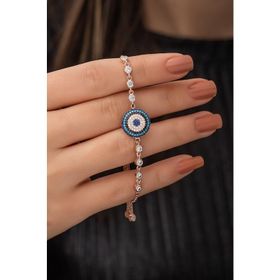 Nereze 925 Ayar Asansörlü Rose Nazarlık Bileklik Kadın Gümüş Bileklik