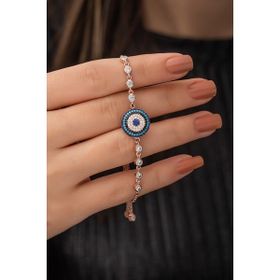 Nereze 925 Ayar Asansörlü Rose Nazarlık Bileklik Kadın Gümüş Bileklik