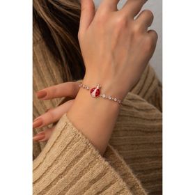 Nereze 925 Ayar Asansörlü Uğur Böceği Bileklik Kadın Gümüş Bileklik