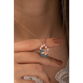 Nereze 925 Ayar Ay Yıldız Peri Kadın Gümüş Kolye