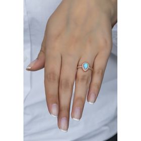 Nereze 925 Ayar Ayarlanabilir Damla Mavi Opal Taşlı Gümüş Yüzük