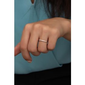 Nereze 925 Ayar Ayarlanabilir Minimal Zirkon Taşlı Tek Sıra Gümüş Yüzük