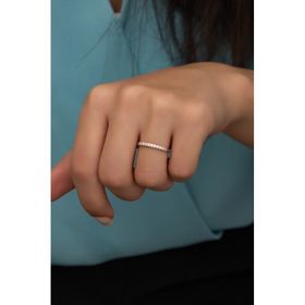 Nereze 925 Ayar Ayarlanabilir Minimal Zirkon Taşlı Tek Sıra Gümüş Yüzük