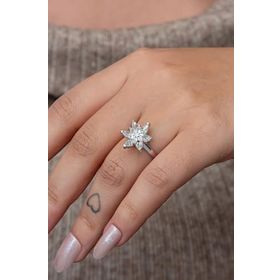 Nereze 925 Ayar Ayarlanabilir Rodyum Kaplama Beyaz Lotus Çiçeği Gümüş Yüzük